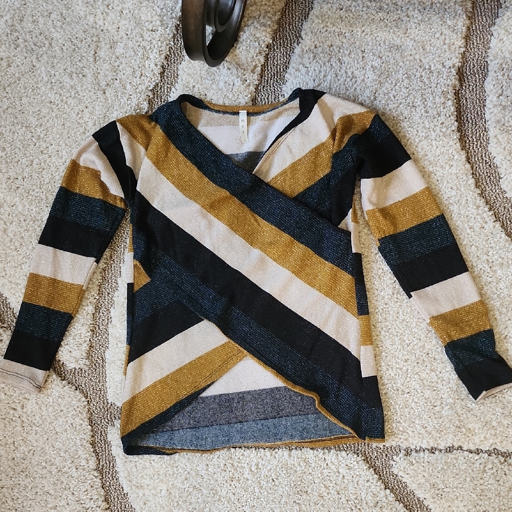 MTS Striped Top - Black, Gold, Cream